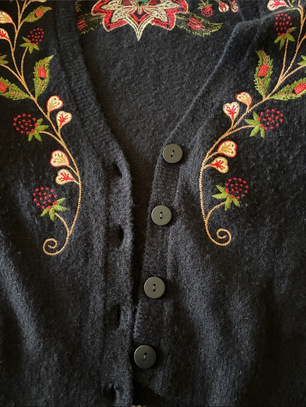 FARM Rio Black Cardigan with Red, Green and Cream Floral Embroidery - Picture 4 of 12